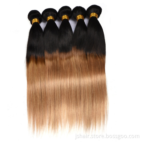 1B/27 two tone ombre hair extension and lace closure colored dip dye